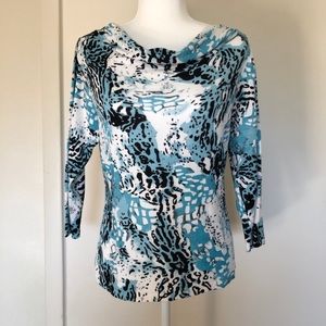 Cheryl Naoh Blue Animal Print Top